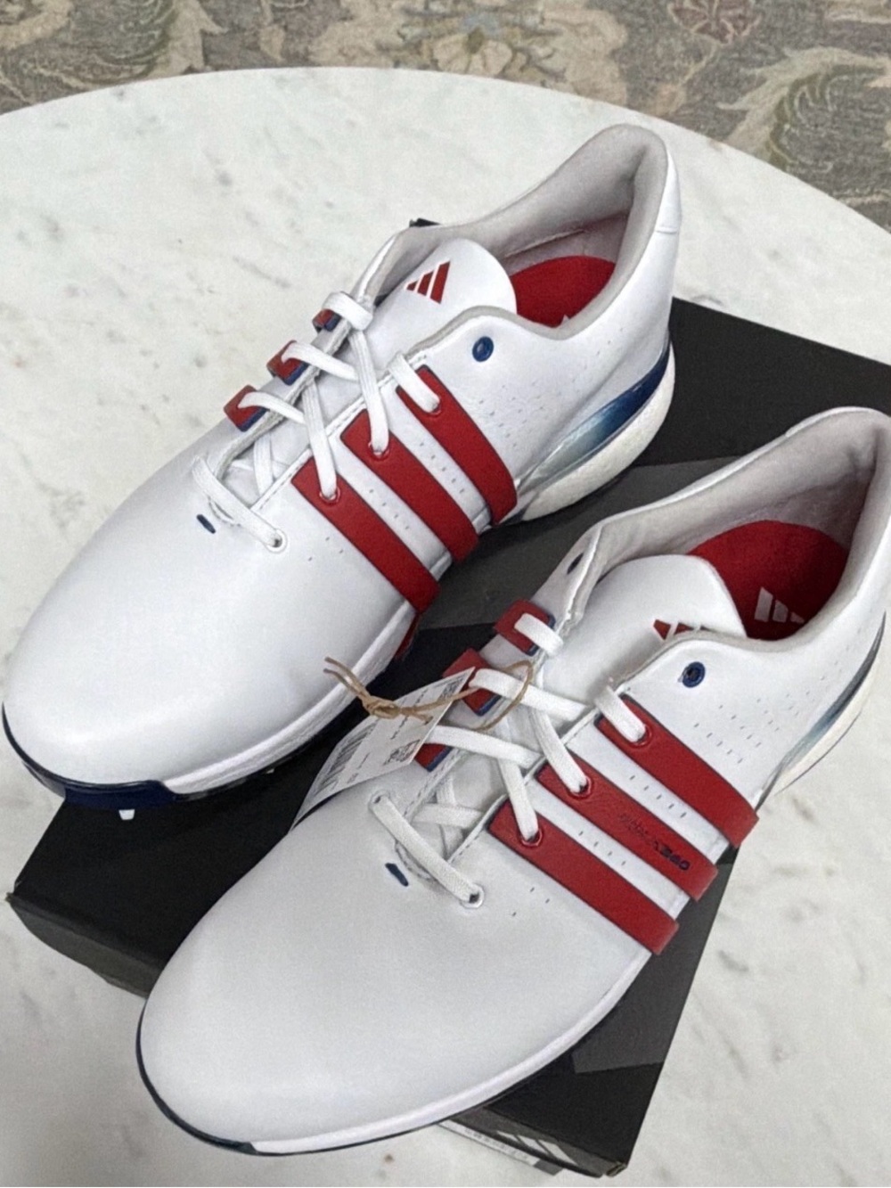 NIB Adidas Tour360 24 Golf Shoes Men’s 9 Cloud White Lucid Red Royal IE3370